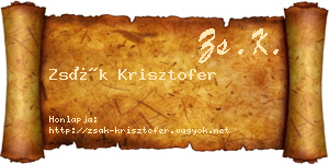 Zsák Krisztofer névjegykártya